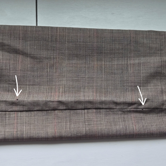 FLAWED* VTG 100% Wool WOOLMARK Glen Plaid Pantsuit, Zipper Blazer, Fully Lined - Picture 12 of 13